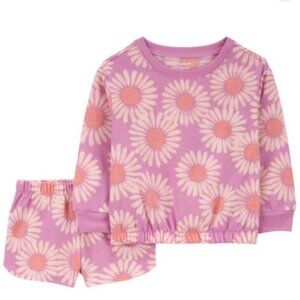 NWT Carter’s Toddler 2-Piece Daisy French Terry Pajamas Size 2 T